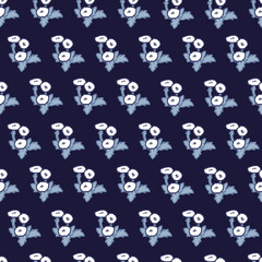 Fototapeta premium Chic Blue Theme Pattern Chic Dandelion Flower Art. This seamless pattern perfect for textiles, wallpapers, and decorative applications, ideal for lovers of nature-inspired aesthetics