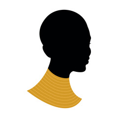 African American. Woman silhouette. Vector illustration in flat style