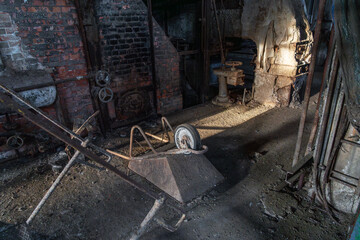 Interior of an old and abandoned peat brick factory shot in Estonia, Northern Europe