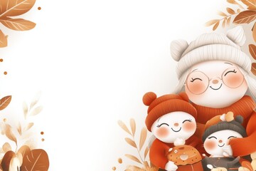 A cheerful 2D family reunion invitation with cartoon characters and picnic elements on a clean, white canvas