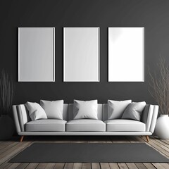 white square picture frames on black wall