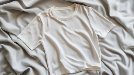Bring your t-shirt designs to life with this relaxed white t-shirt mockup on luxurious, soft fabric. Great for fashion, branding, and creative presentations..