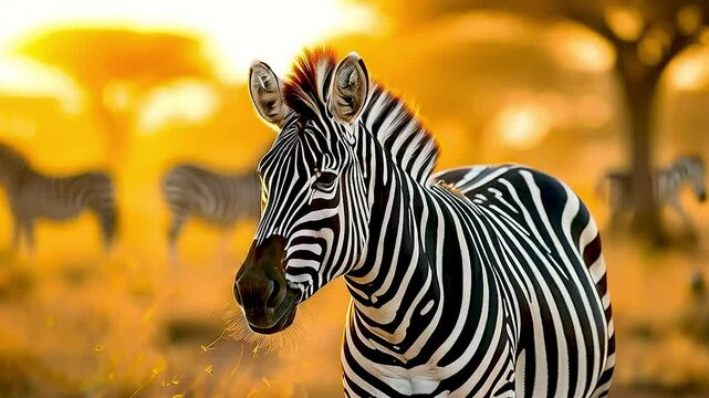 a zebra  and  other animals  in the background