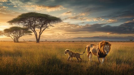Fototapeta premium A group of lions. lions