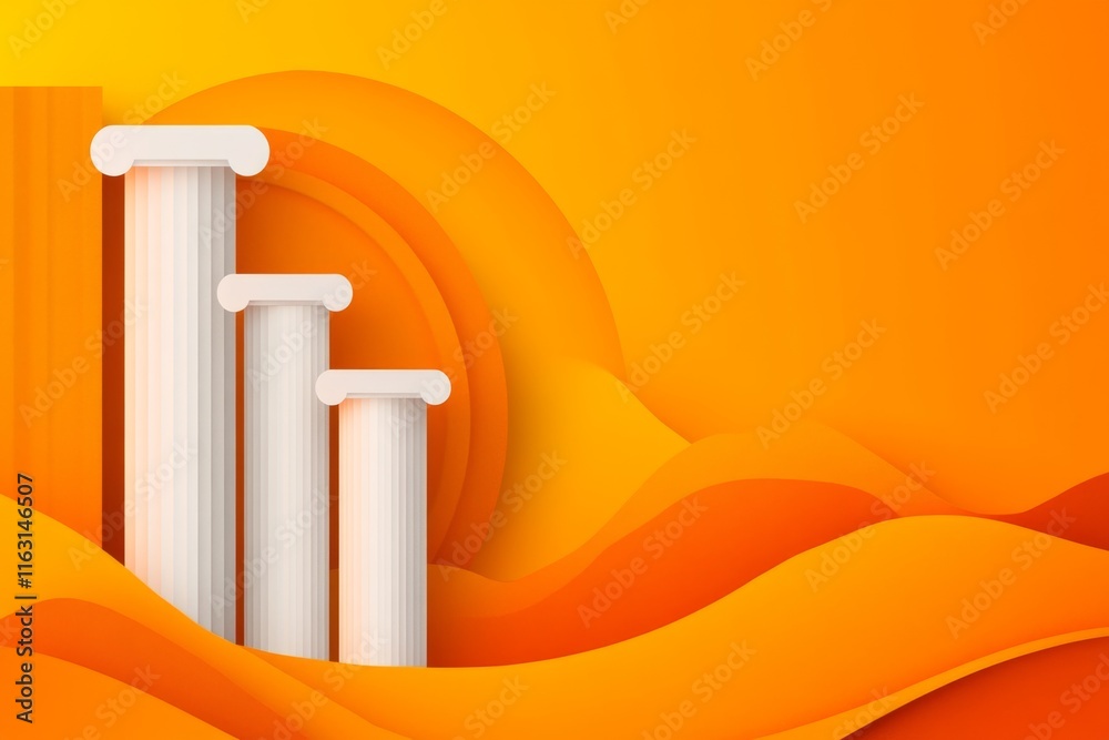 Poster A flat depiction of a row of ionic columns, reduced to simple shapes and subtle gradients, symbolizing classic harmony