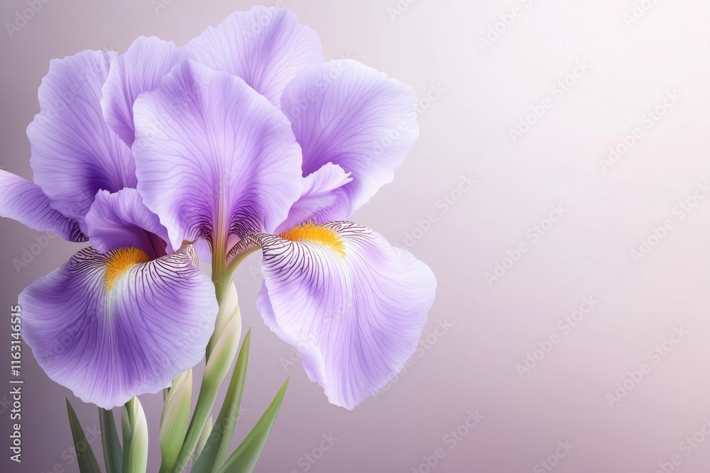 Poster A flat depiction of a single iris petal with clean lines and soft gradients