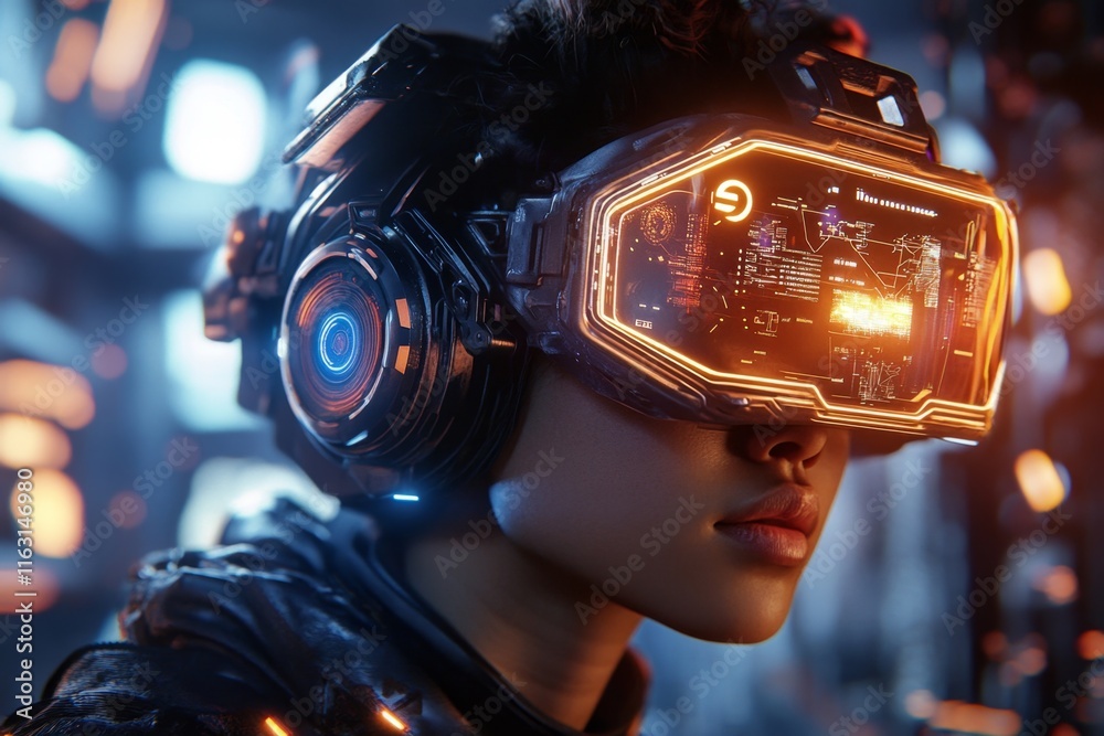 Aufkleber A futuristic holographic workspace where a person interacts with floating 3D models and glowing data panels