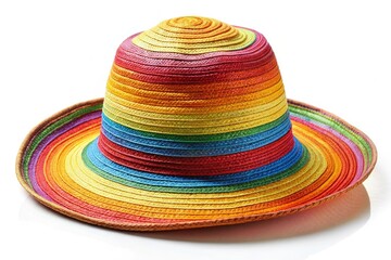 Stylish straw hat: vibrant colors, beach-ready design, ideal for sunny adventures.