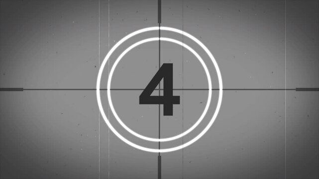 countdown movie from 9 to 0 number old film timer count in grey retro style vintage video timer, best suitable for your cinema, movie or footage