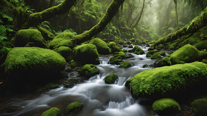 A stream within a rainforest