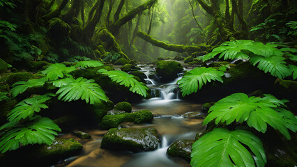 A brook located in a tropical rainforest