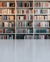 Bookshelves with Assorted Books and Table