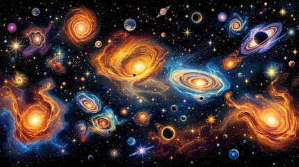 Cosmic Nebula Planets, Stars, Galaxies, and Celestial Wonders