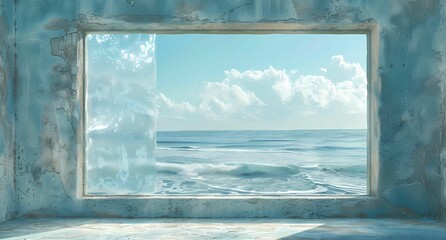 the ocean through a frosted window