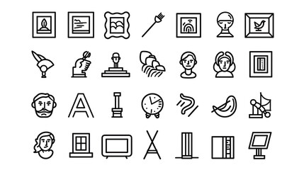 Collection of line art icons related to art, design, and creativity.
