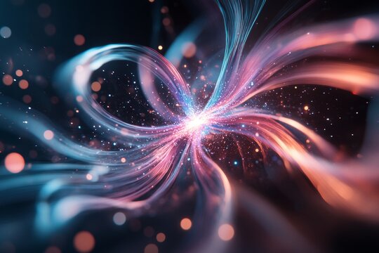 A vibrant close-up of an ionic wind generator producing streams of charged particles