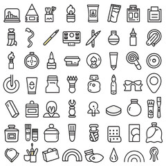 Collection of various beauty and art supplies icons.