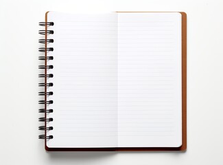 the white notebook on top of a white background stock photo