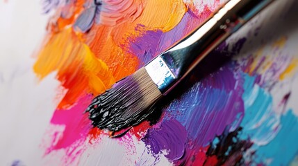 Obraz premium acrylic paint. black and vibrant colors stokes of paint. brushstroke