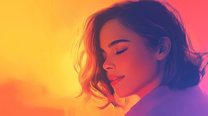 Serene Woman Profile Warm Hues Artistic Portrait
