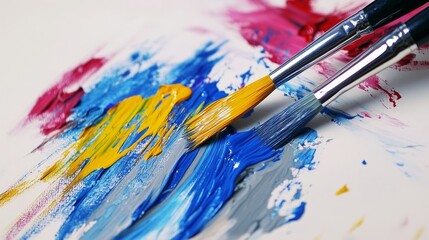 Obraz premium acrylic paint. grey and vibrant paint. brushstroke