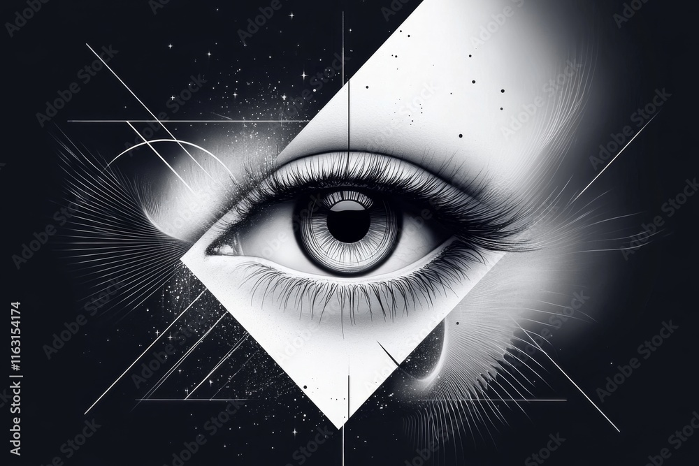 Aufkleber A clean geometric design of an iris eye, with simple lines radiating from the pupil in soft gradients