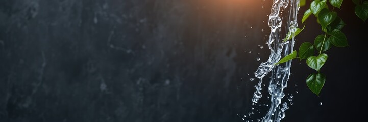 Sustainability images, Lush Green Leaves Glowing Under Natural Sunlight, copy space, 