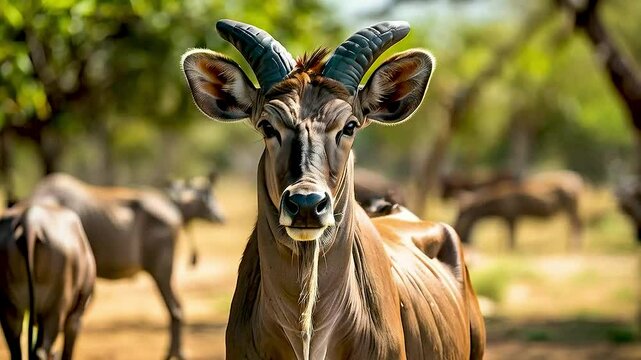 a waterbuck with horns