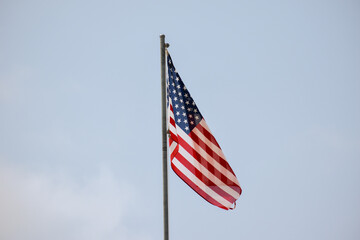 american flag and sky