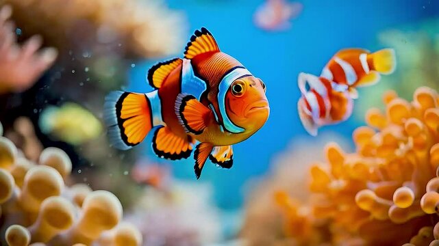 clown fish  swimming in  the ocean