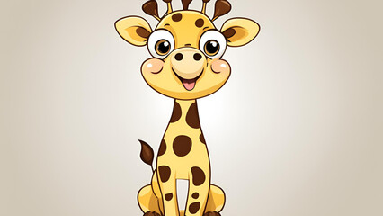 A whimsical giraffe cartoon, distinctly isolated on a white surface