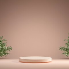 Pink Corner Plants Product Display Stage 3D Render