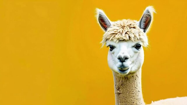 a llama with a yellow background