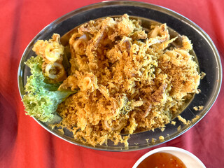 Crispy, deep-fried seafood coated in flour batter