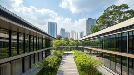 Modern Urban Architecture with Green Space in City Skyline View