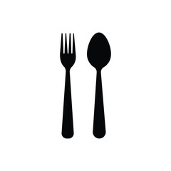 Spoon and fork icon isolated on white background.
