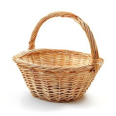 One empty market basket on white background