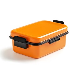 Orange lunchbox isolated on white background