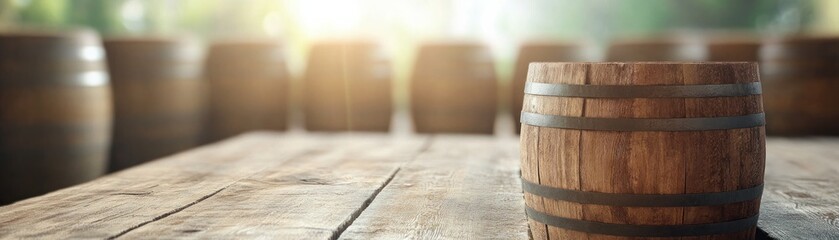 Naklejka premium Experience the vibrant energy of a beer festival where barrels of beer and the sound of cheers create an unforgettable atmosphere, capturing the essence of celebration, community and joy The rustic