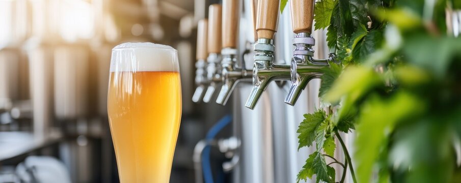 Experience the vibrant spectacle of Foamy lagers cascading from taps at a beer festival, creating a frothy celebration of brewing Golden hues and crisp textures highlight this liquid craftsmanship