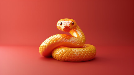 Fototapeta premium 3D animal snake, indoor solid color background