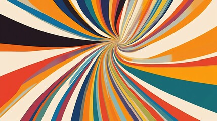 Abstract vibrant radial tunnel design with a variety of colors and lines converging towards a central point.