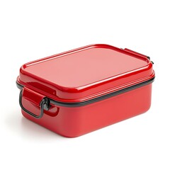 Red lunchbox isolated on white background