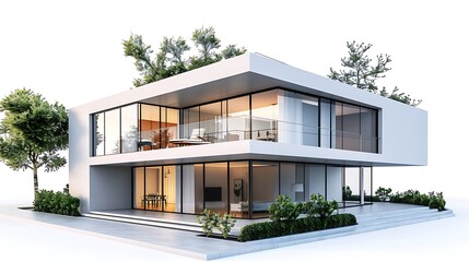 Stylish modern house isolated on white background
