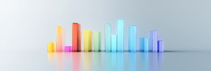 Fototapeta premium Futuristic 3D Holographic Bar Charts for Business Campaigns | Modern Data Visualization Concept on White Background