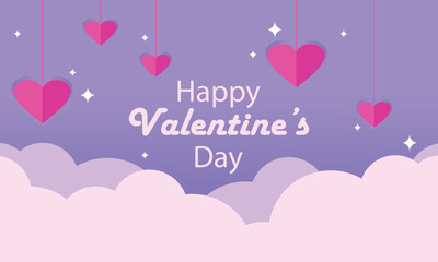 illustration vector graphic of valentine greeting with cloud background, perfect for international day, valentines day, celebrate, greeting card, etc.