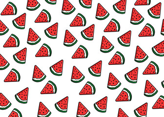 seamless pattern watermelon fruit with vector food illustration