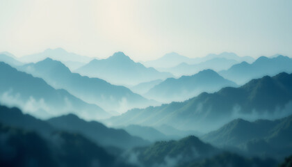 Watercolor landscape background with soft mountains and mist for artistic design and copy space
