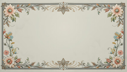 Elegant floral border design with pastel colors for vintage style and copy space