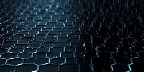 Obraz premium A close up of a black and hexagonal pattern. The pattern is made up of small squares and triangles. The pattern is very intricate and detailed